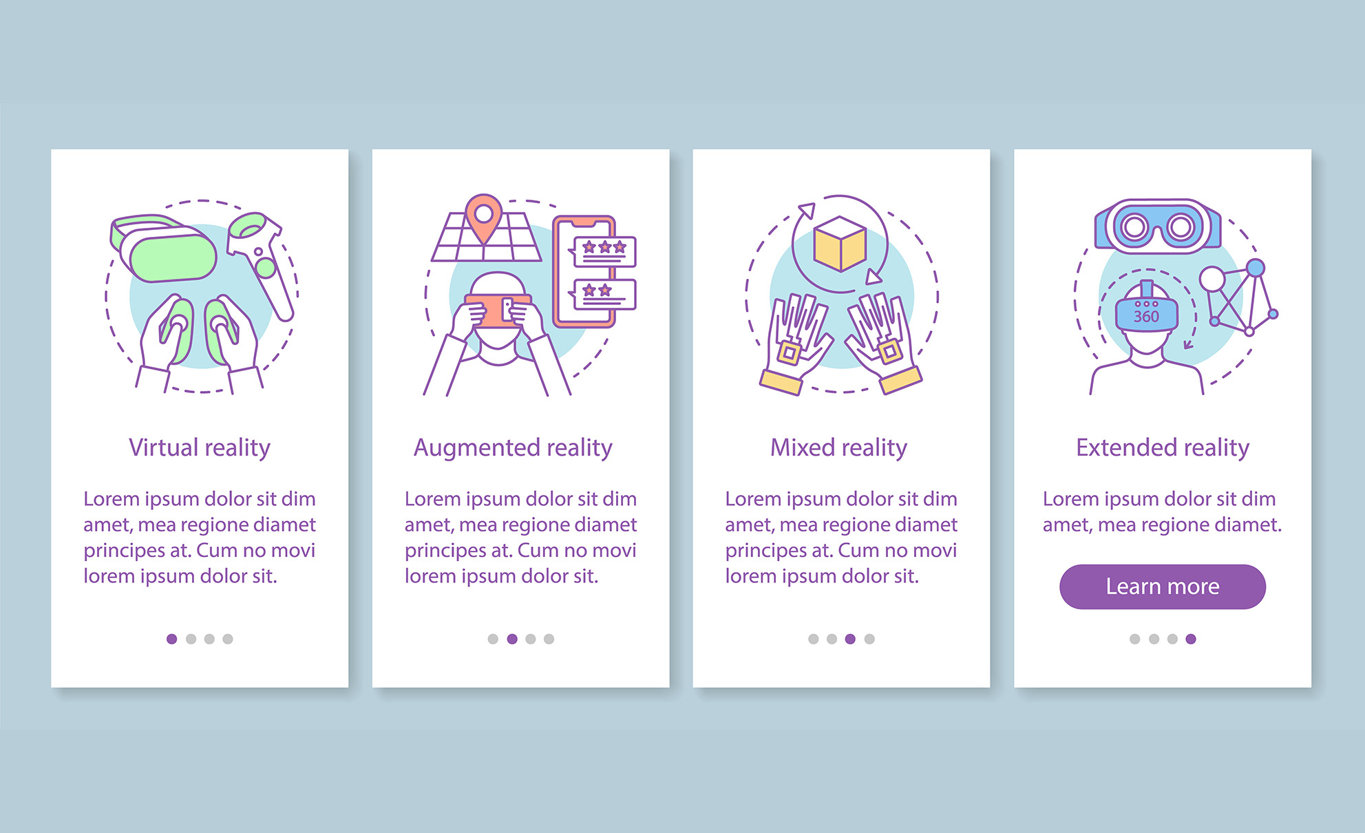 VR technology mobile app pages, a Templates & Theme by IMG Visuals