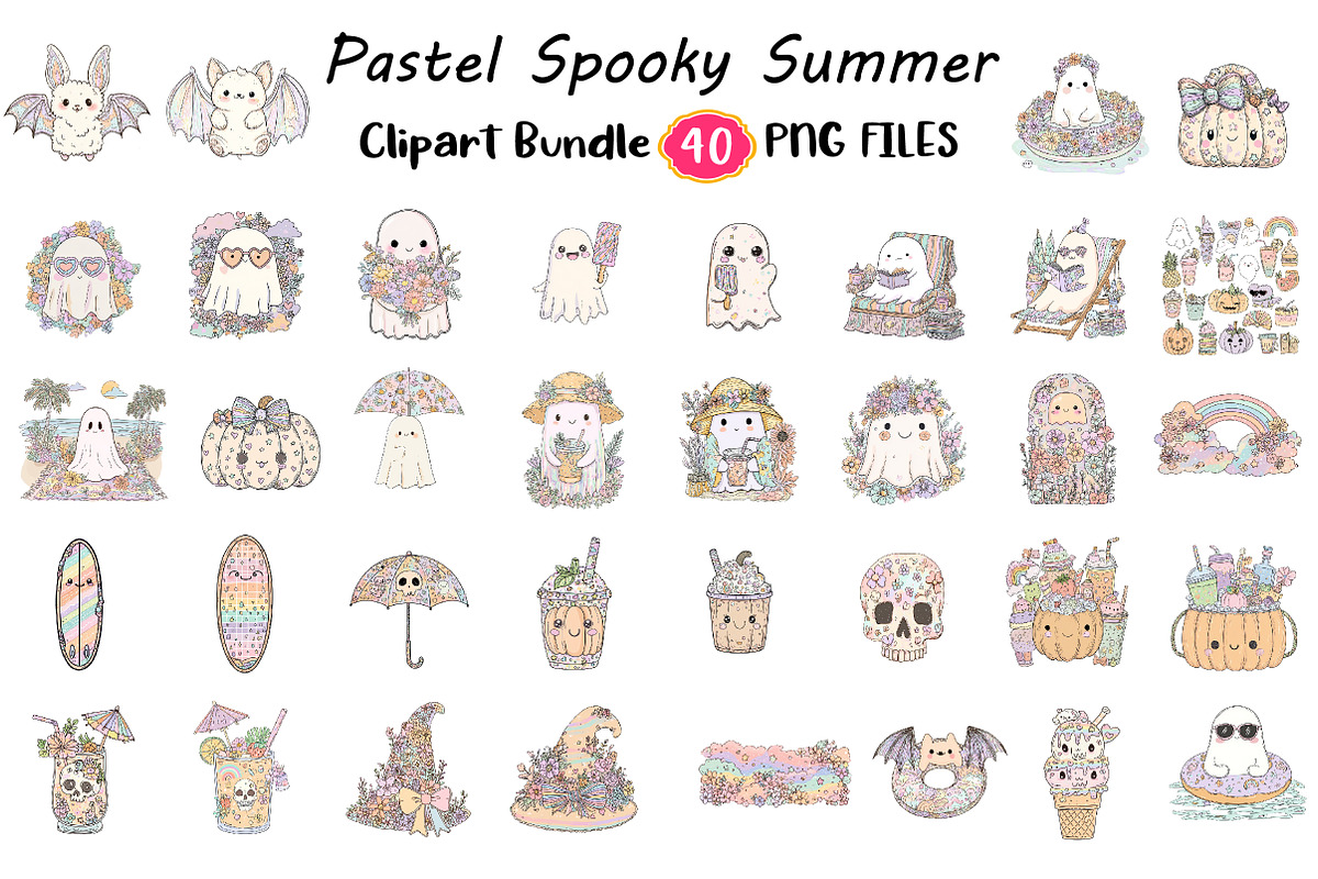 Pastel Spooky Summer Clipart, an Illustration by Digital Artistic99 (Photo 1 of 11)