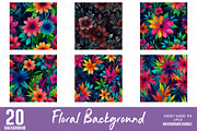 Watercolour Floral Background Bundle, an Illustration by Sofia's Fashion (Thumbnail 1 of 2)