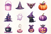 Purple Halloween Sublimation Clipart, an Illustration by CrexoraLab (Thumbnail 2 of 5)