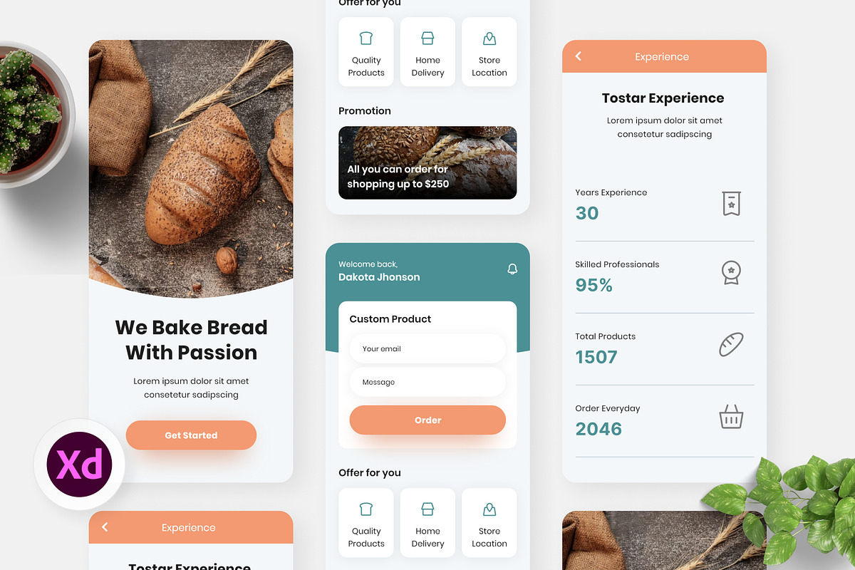 Tostar – Bread Mobile App, an UI Kit Template by Panen Creative (Photo 1 of 3)
