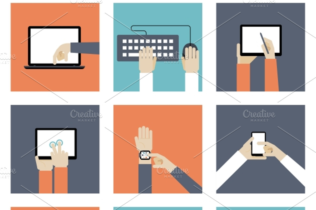 Hands Holding Digital Devices, a Technology Illustration by Microvector