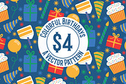 Colorful Birthdays Vector Pattern, a Pattern Graphic by K McCormack Designs (Thumbnail 1 of 4)