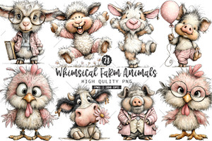 Whimsical Farm Animals PNG Clipart, a Seasonal Illustration by OK Design