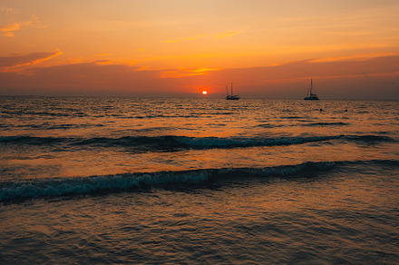 Orange beach at summer dusk on the island, a Nature Photo by Art Rachen