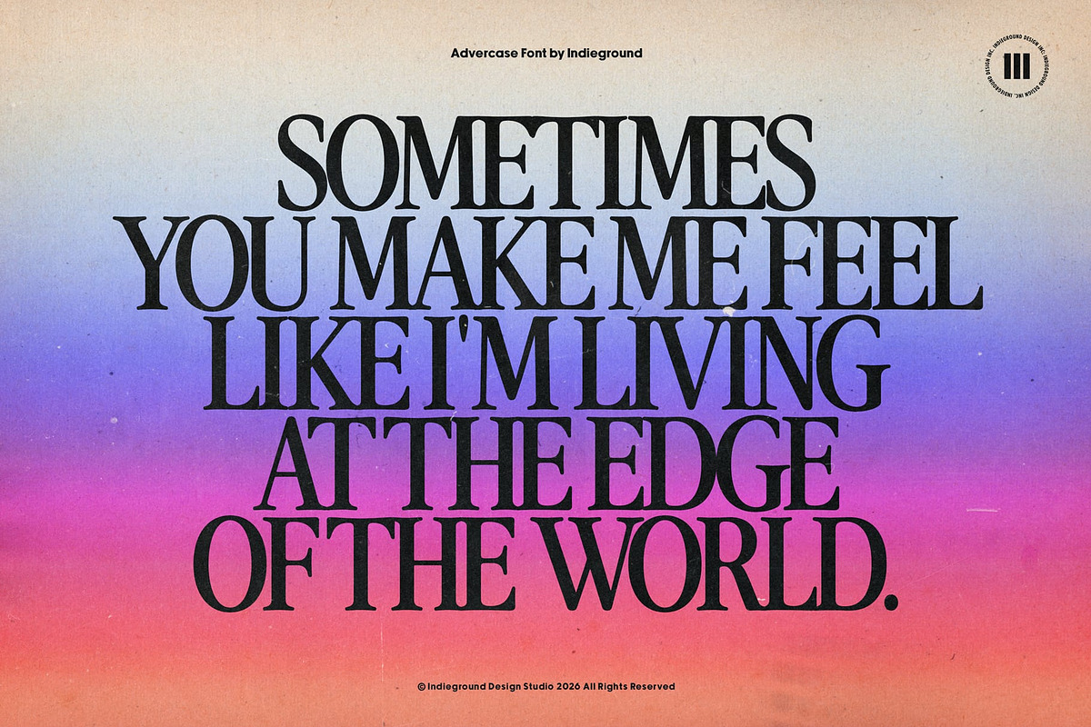 Advercase Font, a Serif Font by Indieground Design Inc. (Photo 9 of 10)