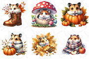 Watercolor Autumn Hamster Clipart, an Illustration by DreamPrint404 (Thumbnail 3 of 6)