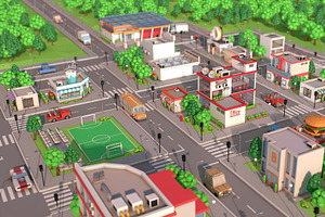 Low Poly Cartoon City Pack