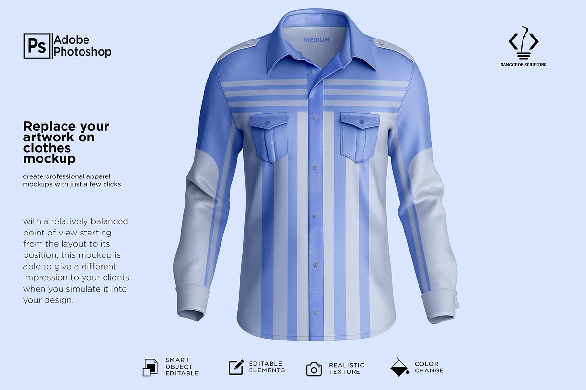 Casual Long Sleeve Shirt Mockup, a Hoody Mockup by Nanggroe Scripting (Photo 4 of 7)