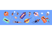 People in pool, set + backgrounds, a Person Illustration by PaperTrident (Thumbnail 2 of 8)
