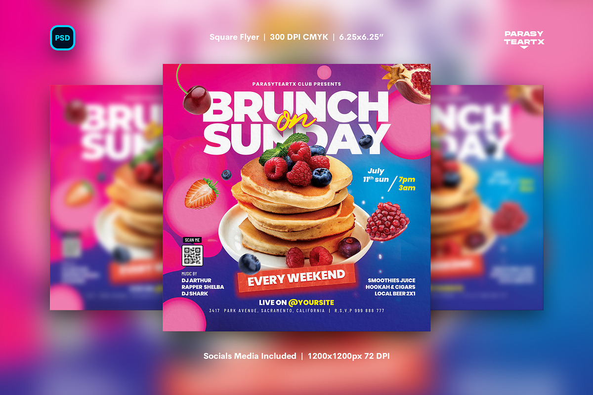 Brunch on Sunday Flyer, a Flyer Template by iDoodle Studio
