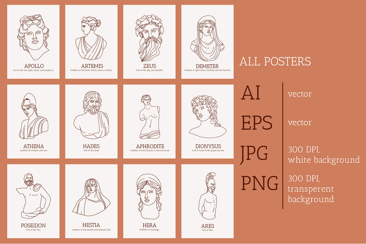 MODERN ANTIQUE vector gods bundle, an Illustration by Lena Nikolaeva (Photo 4 of 14)