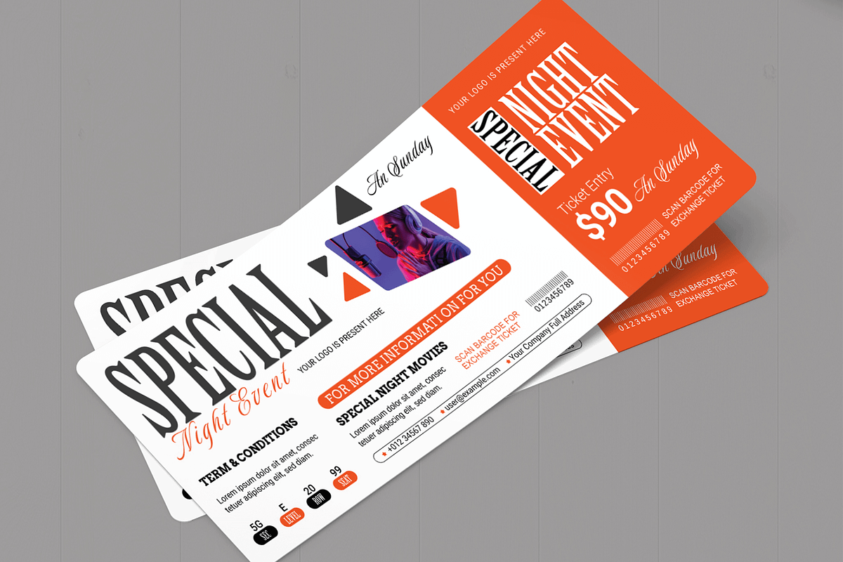 Special Night Event Ticket, a Stationery Template by MightyDesign (Photo 3 of 6)