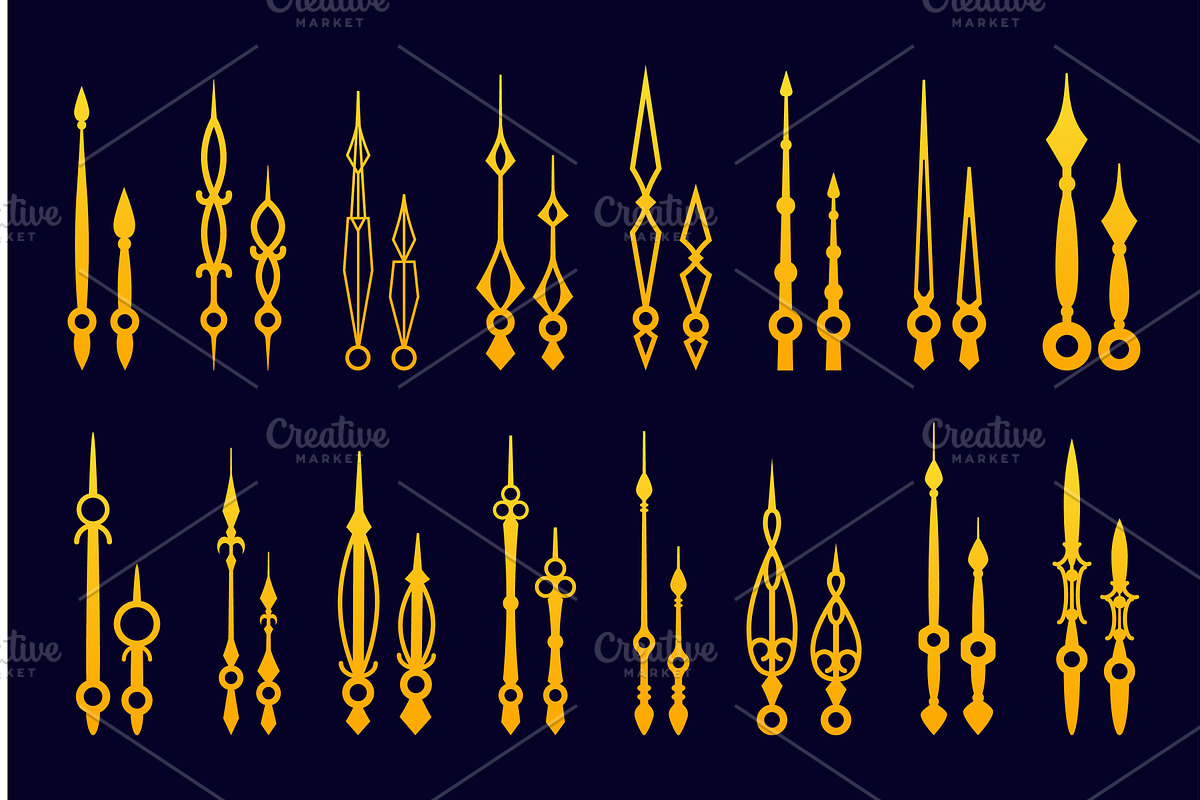 Golden antique clock hour and minute, an Illustration by Vectorbuum