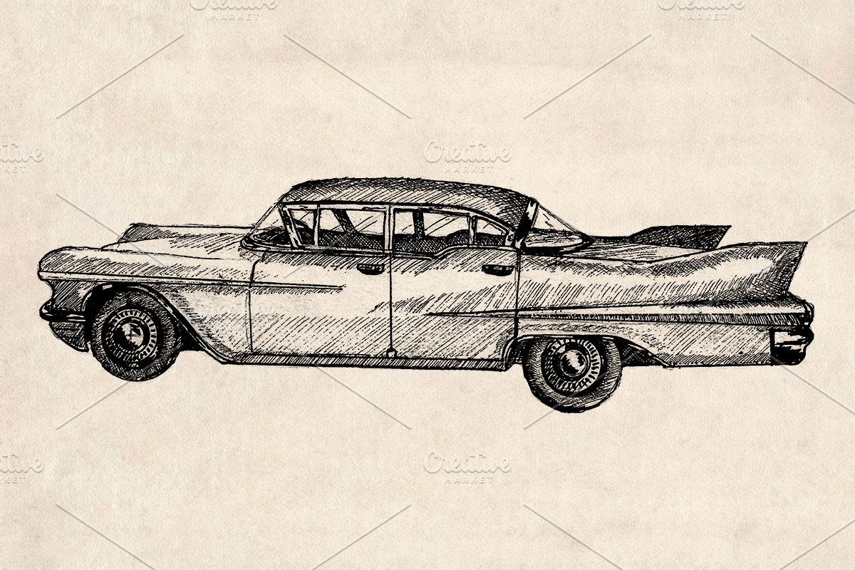 American Classic Car Pickup Drawings, an Illustration by Doggy Days (Photo 8 of 9)