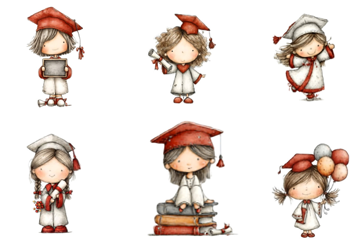 Graduation Kids PNG Clipart, a Seasonal Illustration by Designking (Photo 4 of 5)