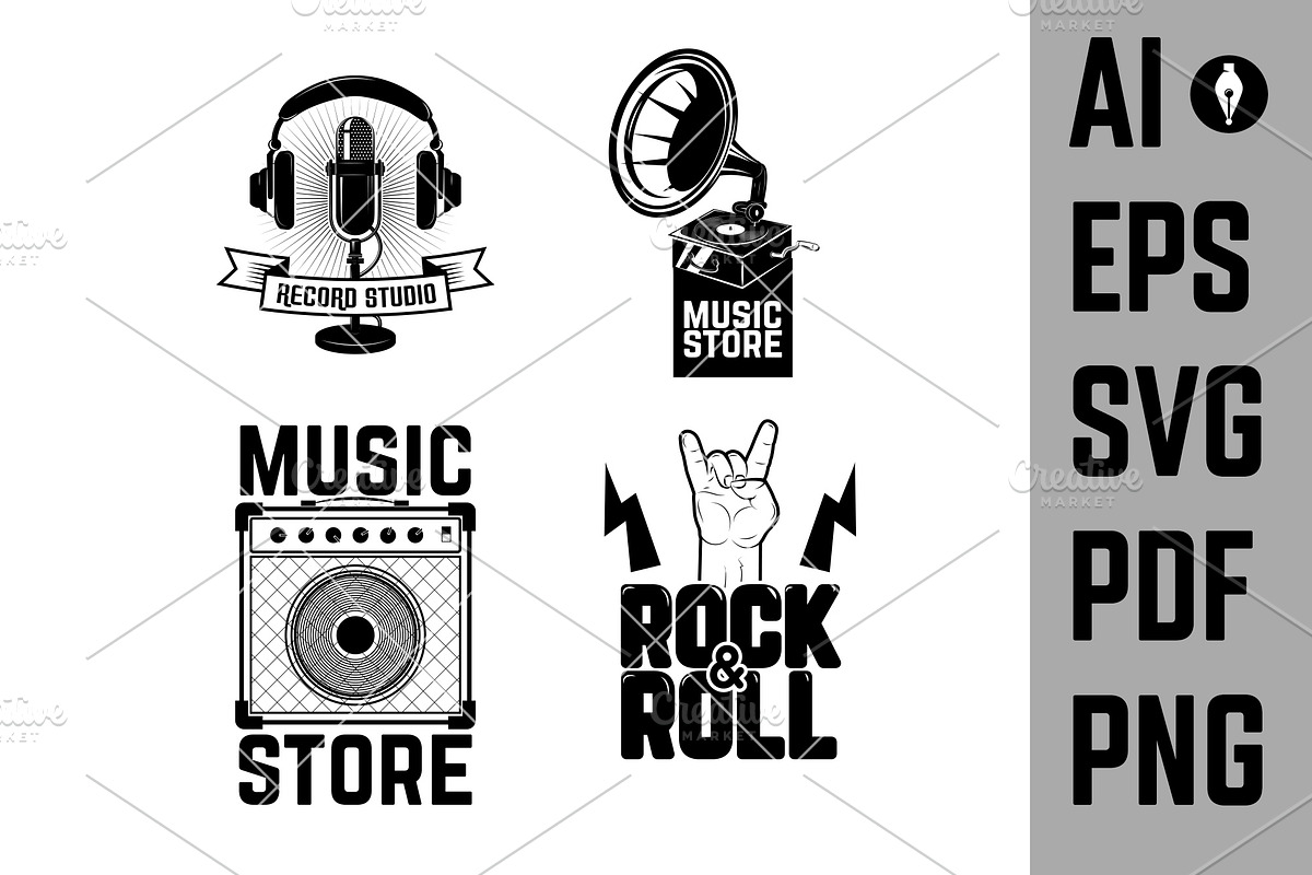 Set of music store labels SVG, an Icon by Vectorhight