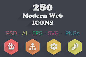 280 Modern Web Icons (7 Styles)