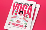 Pink Bold Day Of Yoga Flyer Set, a Flyer Template by graphicook (Thumbnail 2 of 3)
