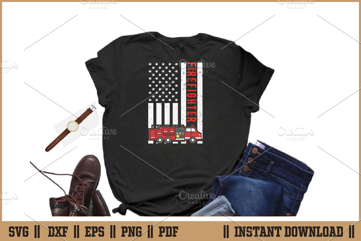 Firefighter American Flag Design SVG, an Illustration by Handy Arts Studio (Photo 2 of 3)