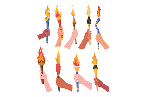 Hand holding a torch. Sport, an Object Illustration by Things for designers