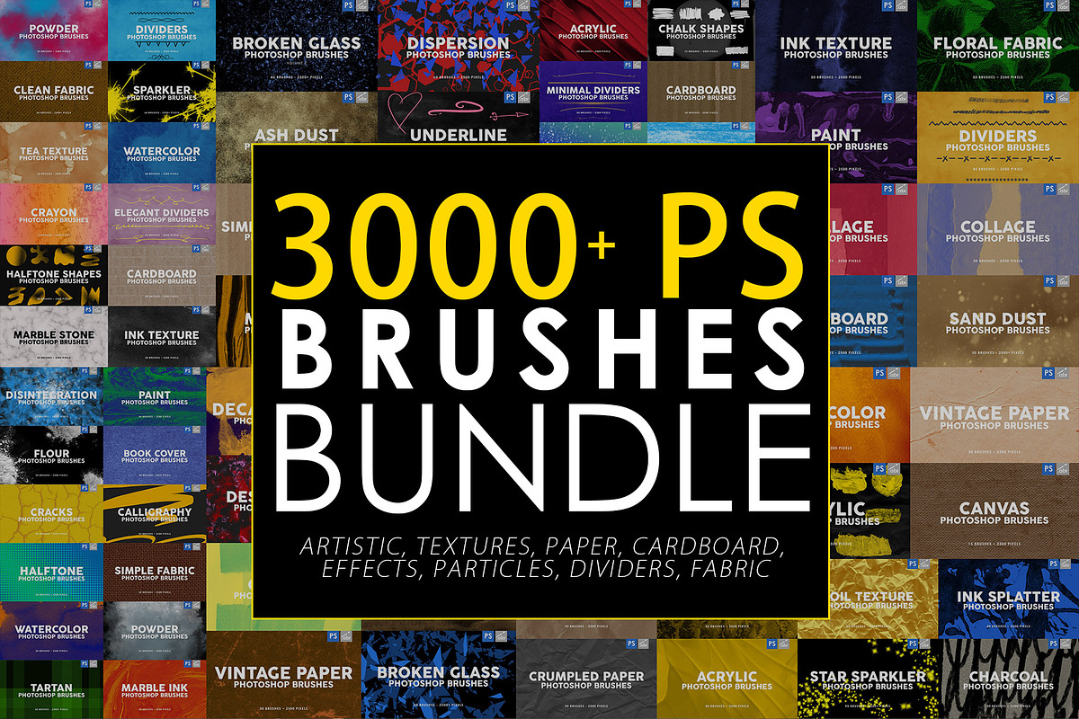 3000 Photoshop Stamp Brushes Bundle, a Brush Add-On by ArtistMef