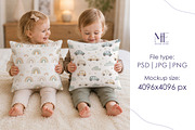 Kids Square Pillow Cushion Mockup, a Household Mockup by Mie Mockup Studio (Thumbnail 4 of 5)