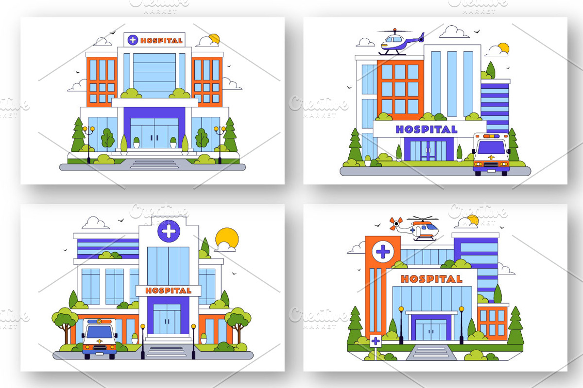 10 Hospital Building Illustration, a Healthcare Illustration by denayunebgt (Photo 3 of 4)