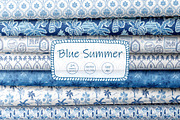 Blue tropical summer beach patterns, a Pattern Graphic by Tani Kuzminka (Thumbnail 1 of 22)