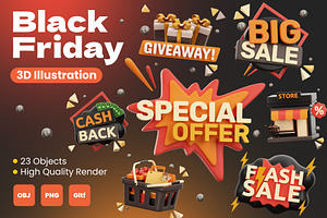Black Friday 3D Icons, an Object 3D Model by Rakata Studio