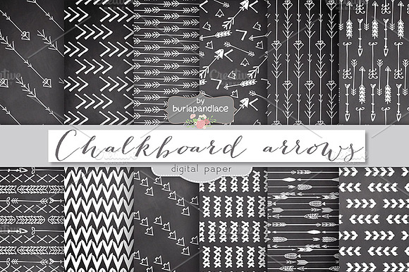 Chalkboard arrows digital papers preview 2