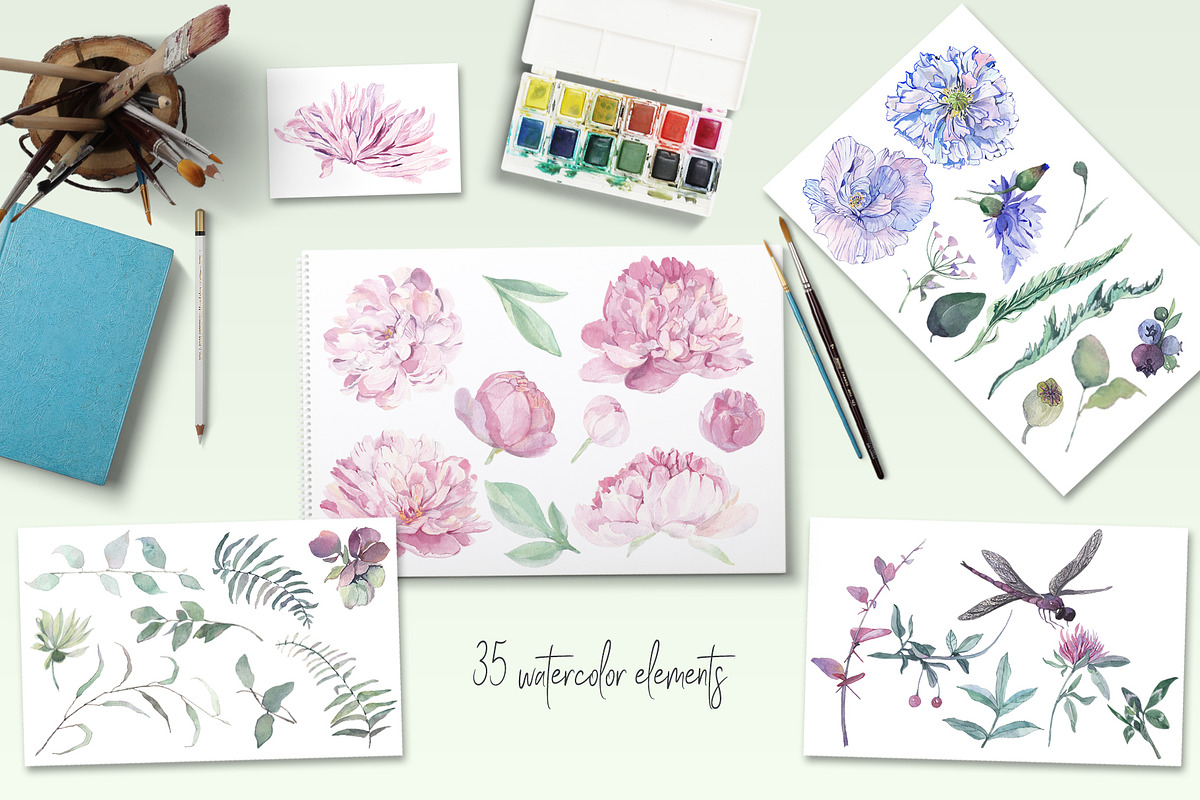 Chic Watercolor Floral Collection, an Illustration by ColorfulNest (Photo 2 of 13)