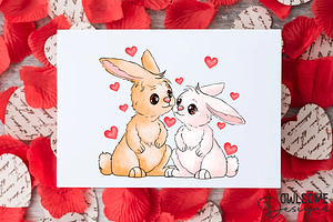 Valentine's Day Rabbit Couple Love