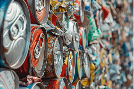 Wall of crushed aluminum cans, an Industrial Photo by Ylivdesign