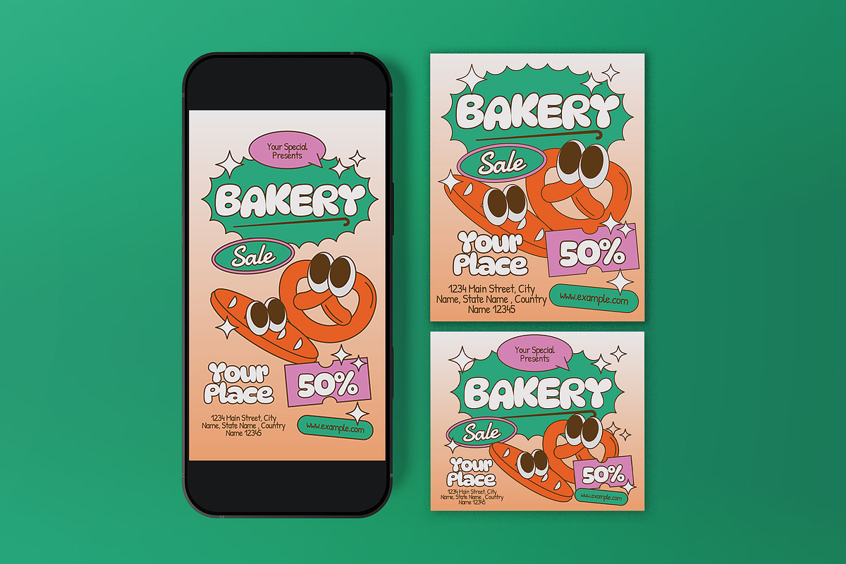 Beige Quirky Bakery Sale Flyer Set, a Flyer Template by graphicook (Photo 3 of 3)