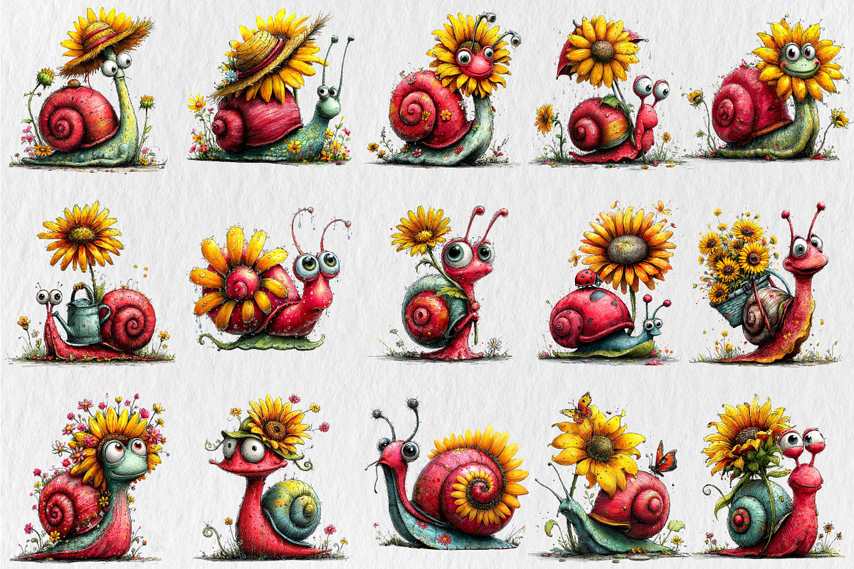 Funny Summer Snail Clipart, a Seasonal Illustration by Rose Art (Photo 2 of 6)