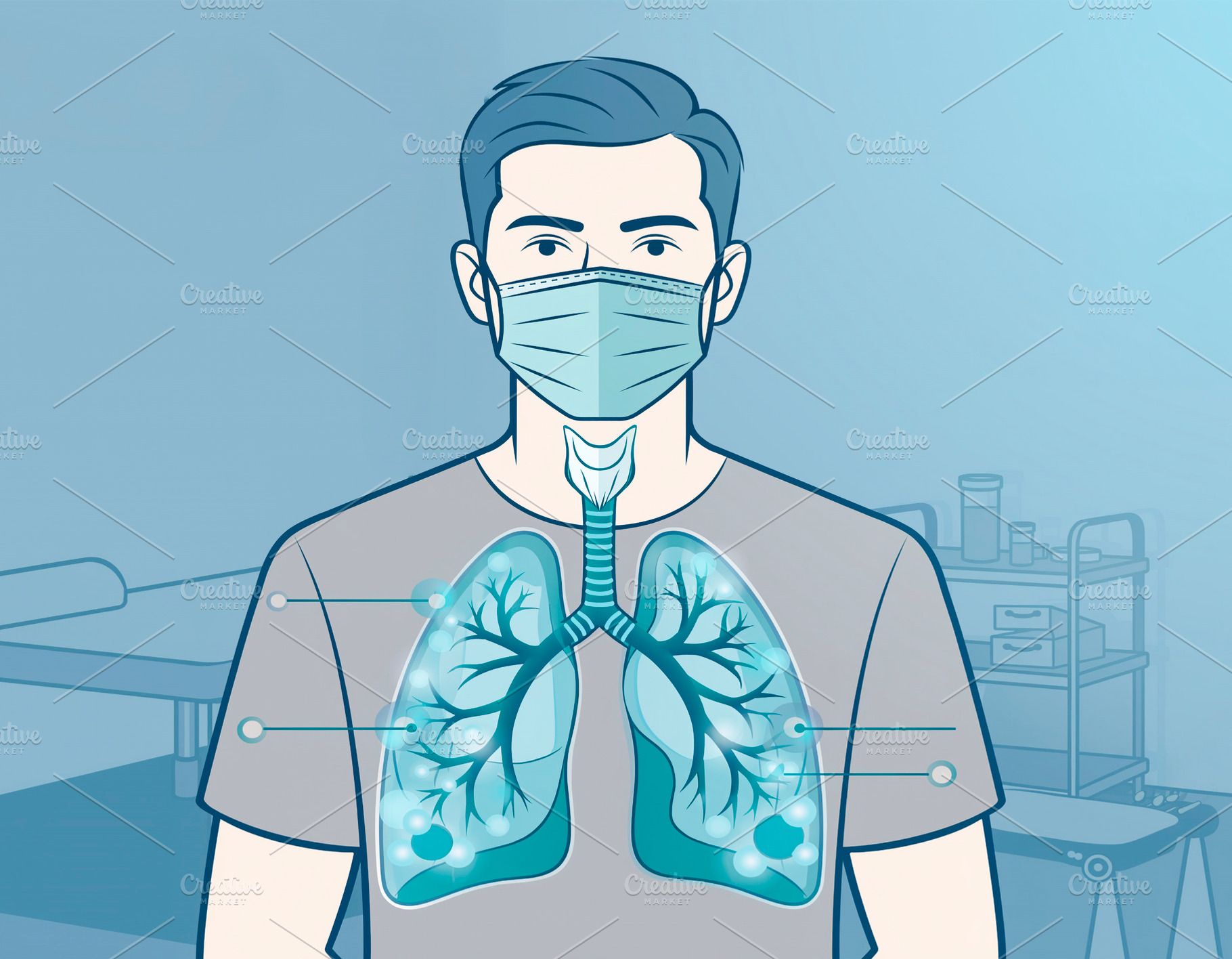 Respiratory health and lung protection illustration, a Photo by DanFLCreativo