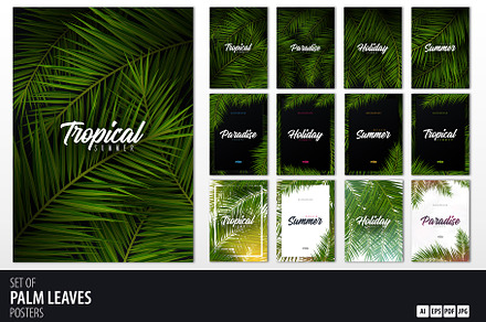 Tropical Palm Leaves posters., a Poster Template by Leo Edition