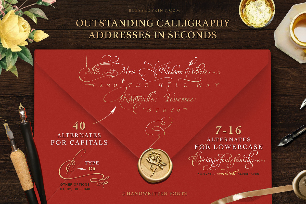 Cardinal - Italic script trio preview 6