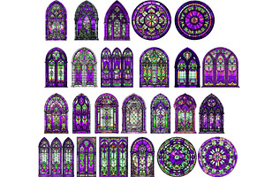 Purple Stained Glass Windows Clipart