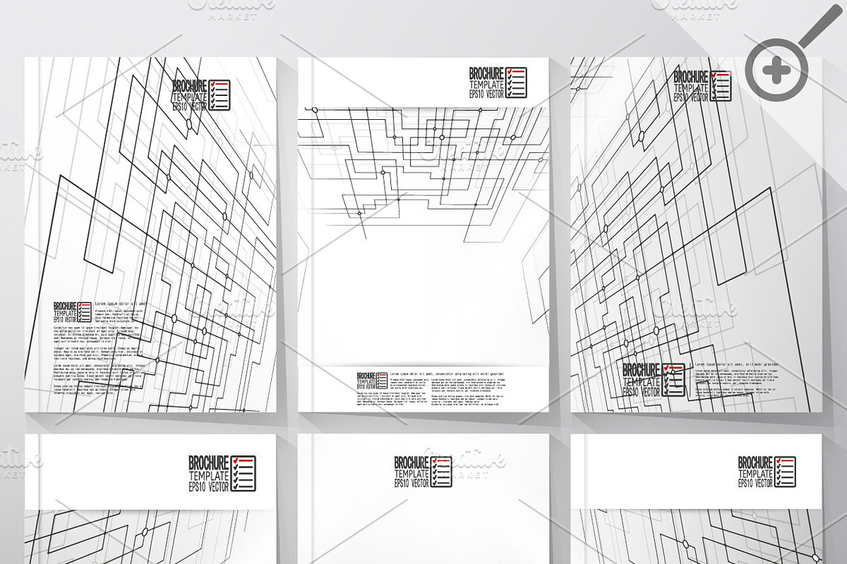 Flyer templates with connected lines, a Technology Illustration by ...