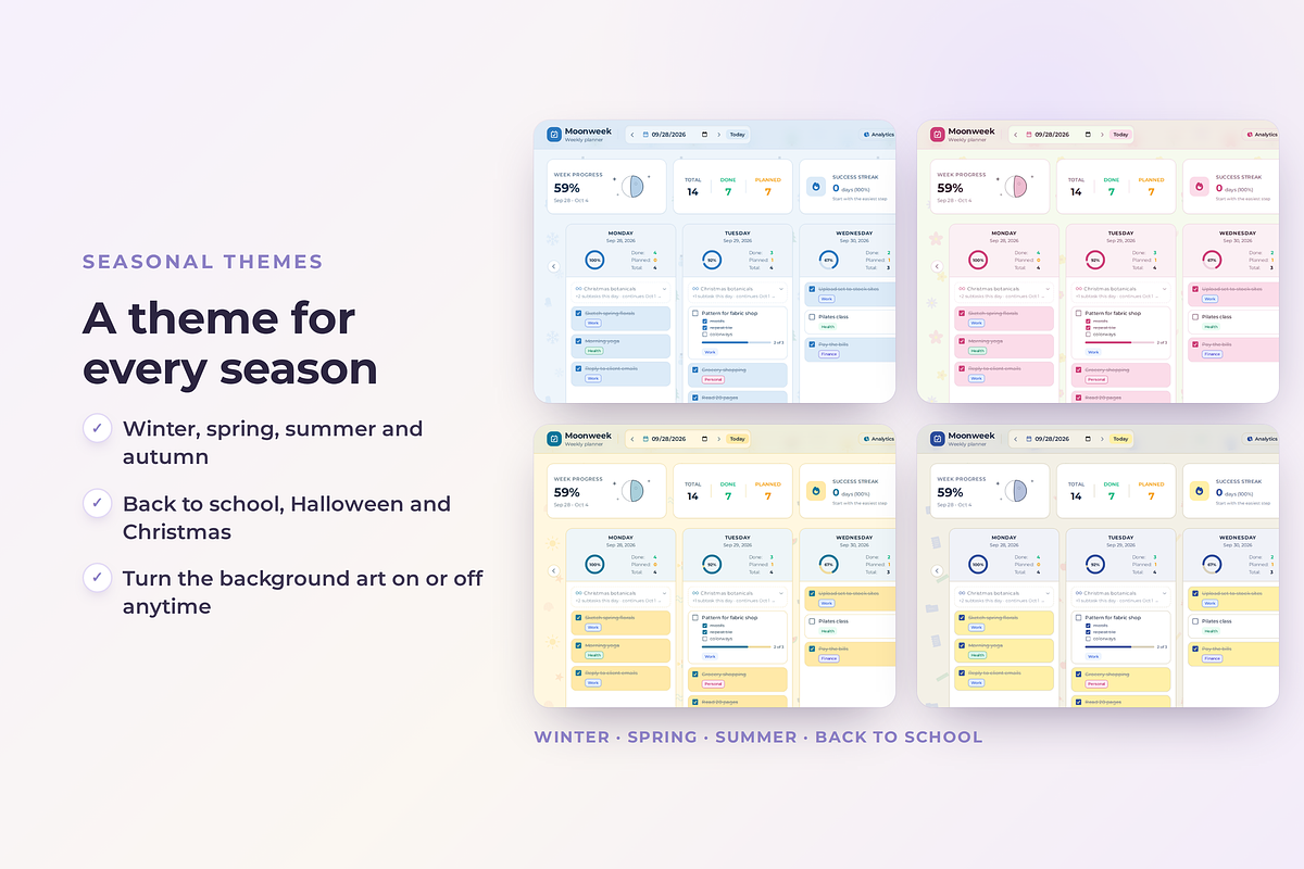 Weekly planner Interactive Moonweek, a HTML Template by Eves_Aquadreams (Photo 6 of 12)