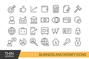 Business and money thin line icons, an Outline Icon by Woo Graphics (Thumbnail 1 of 2)