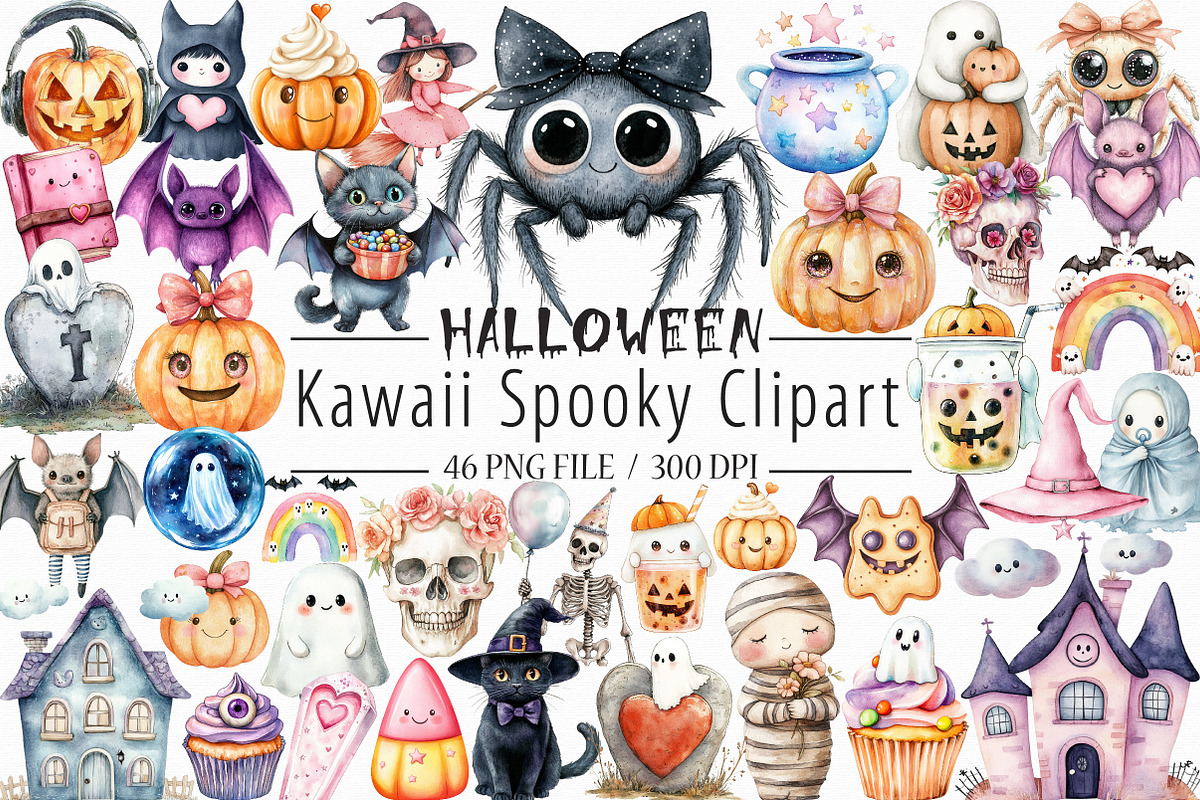 Halloween Kawaii Spooky Clipart, an Illustration by Libby Wishes (Photo 1 of 6)