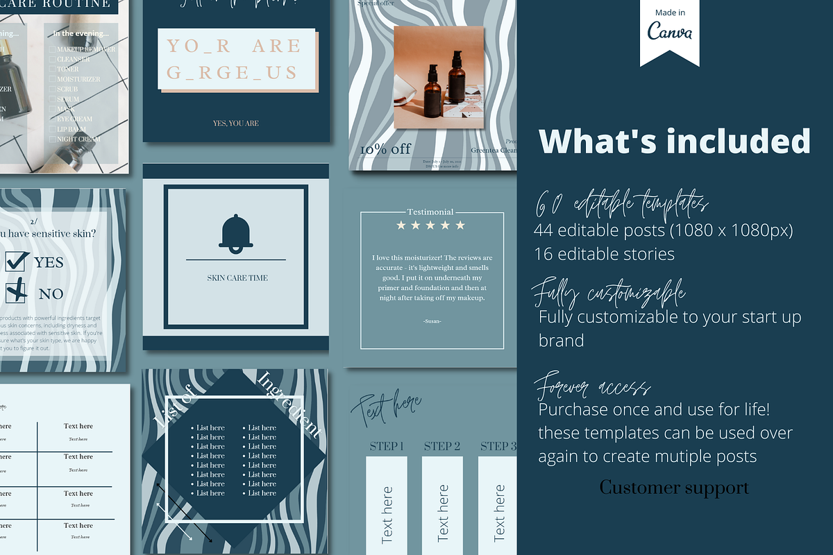 60 TREND SKINCARE INSTAGRAM TEMPLATE, a Social Media Template by LemonNguyen (Photo 2 of 6)