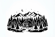 50 Forest Cabin Landscape Silhouette, an Empty State Illustration by Amazin_art (Thumbnail 15 of 38)