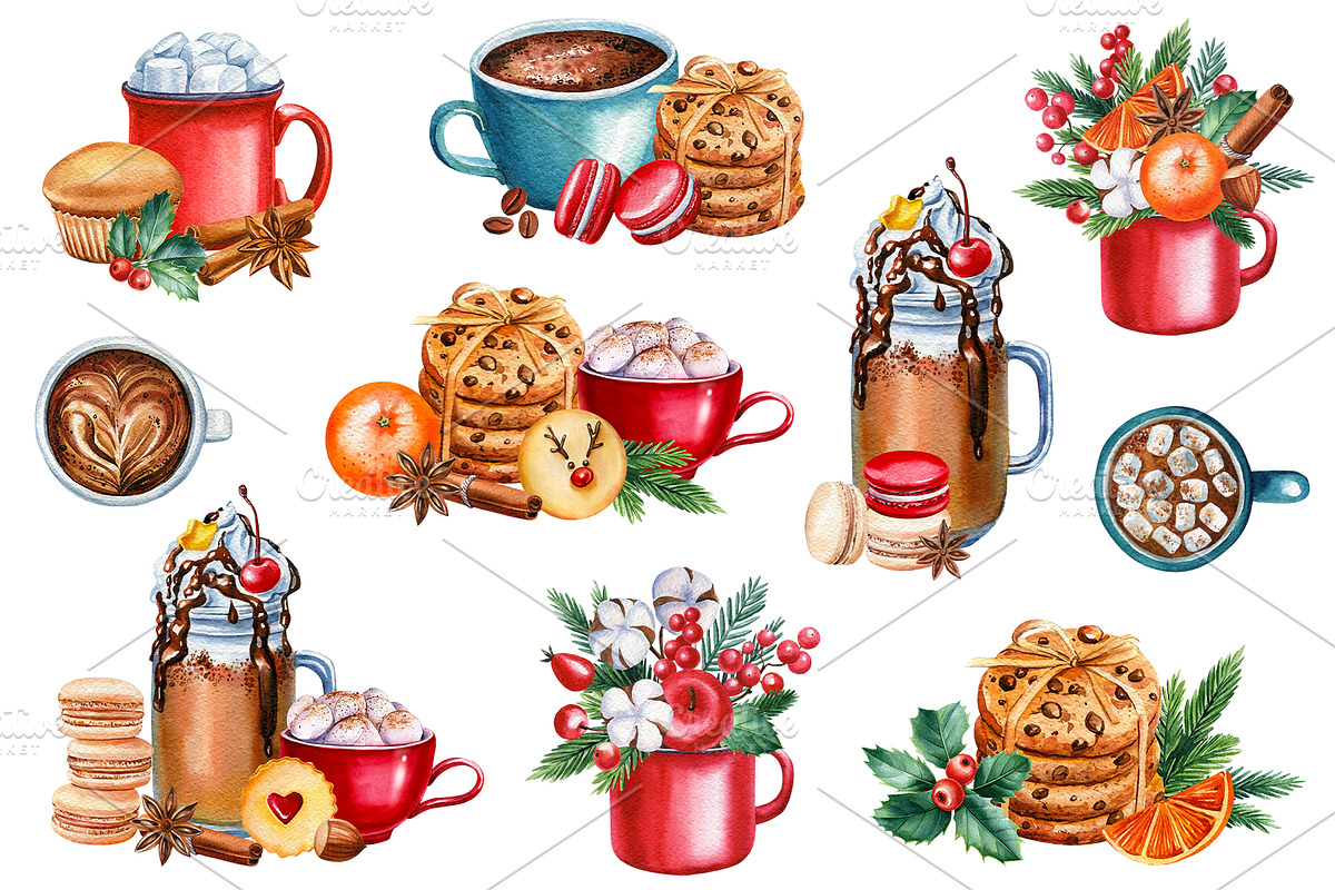 Christmas sweets and hot drinks, a Decorative Illustration by Hanna Hryharenka (Photo 9 of 15)