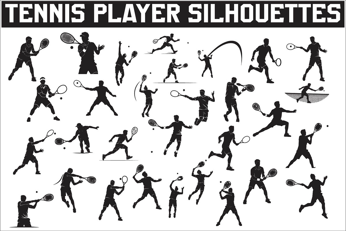 A dynamic Tennis Player Silhouettes, an Illustration by Amazin_art (Photo 1 of 31)