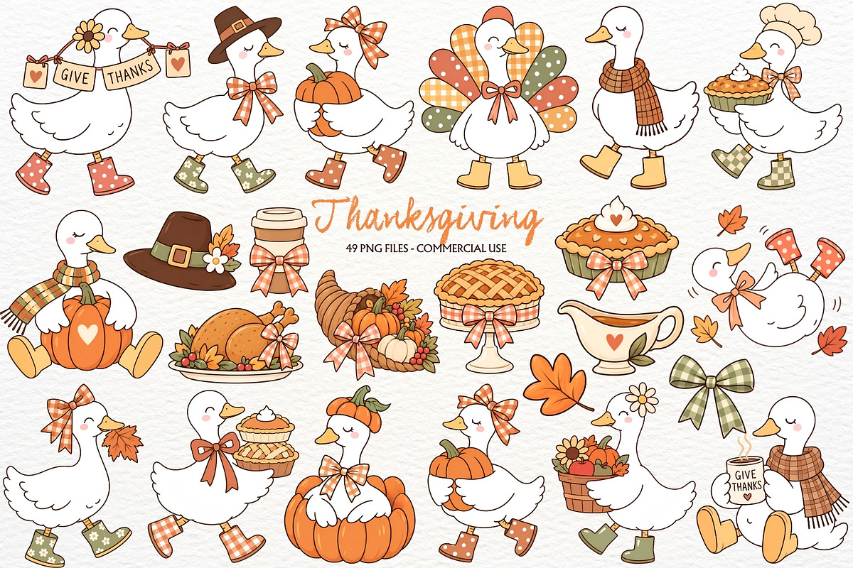 Thanksgiving Clipart Silly Goose PNG, a Seasonal Illustration by SugarCloudStudioArt (Photo 1 of 6)
