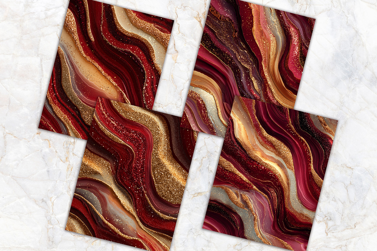 Glitter Gold Ruby Red Agate Papers, a Background Graphic by V Design Creator (Photo 10 of 12)